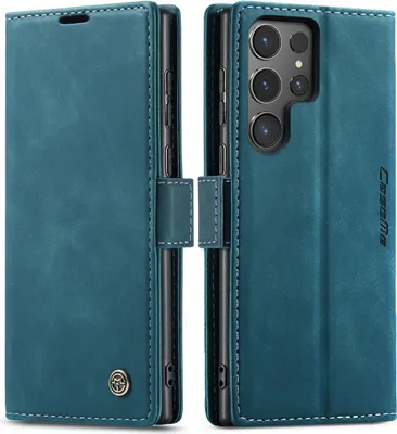 Image de Etui pour Samsung Galaxy S24 Ultra, étui rétro en cuirPolyuréthaneavec fonction Stand Bleu