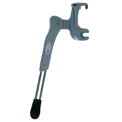 Produktbild von ATRAN VELO Hinterbauständer "Stylo Rearmounted" SB-verpackt, stufenlos verstellbar 24"-28" Alu-Druckguss, pulverbeschichtet, Kunststofffuß, zur Befestigung an der Achse und Kettenstrebe silber