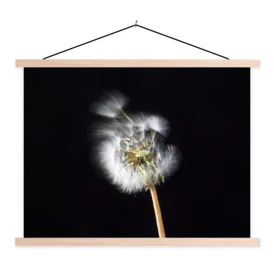 Produktbild von MuchoWow® Textilposter Eine Pollenblume auf schwarzem Hintergrund 40x30 cm mit holzfarbenen Rahmen - Bilder