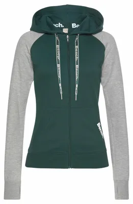Produktbild von Bench Kapuzensweatjacke dunkelgrün-hellgrau Größe 32/34