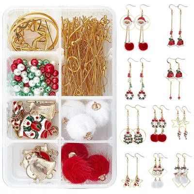 Bastelset: 10 Paar Weihnachtsohrringe aus Emaille