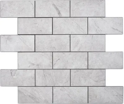 Produktbild von selbstklebende Vinyl Mosaik Steinoptik grau Carrara Optik Subway Mosaikfliese Wand Fliesenspiegel Küche Bad MOS200-MLM