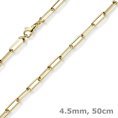 4-5mm-Paper-Clip-Kette-aus-585-Gelbgold-massiv-50cm