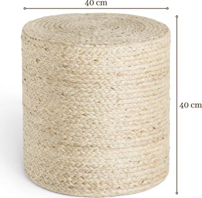 Imagen del producto de Hanse Home: Puf de yute Looma, hecho a mano, otomana, natural, color crema - 40x40x40 cm