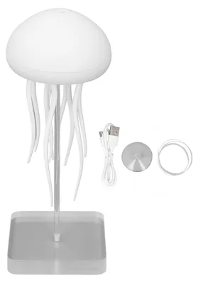 Image de Lampe méduse àvocale avec 9 tentacules flexibles, dégradé de couleurs RVB, batterie rechargeable de 1000 mAh pour la table de chevet, à suspendre ou à poser