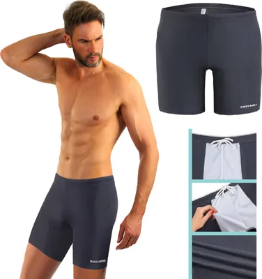 Produktbild von Sesto Senso Herren Jammer Badehose – Lange, eng anliegende Badeshorts Boxer – Für Surfen, Segeln & Wassersport – L Graphite