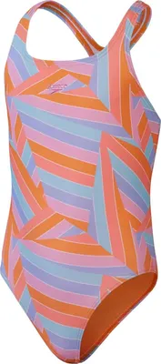 Image de SPEEDO 00-3139-16760 ECO PRINT MEDALIST Maillot de bain fille Orange Bleu Rose, 6 ans