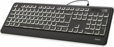 Produktbild von Hama USB Tastatur beleuchtet Kabel "KC-550" laserbeschriftet deutsches Keying (27,99)