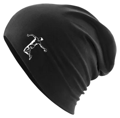 Produktbild von Huuraa Beanie Handball Silhouette Black One Size Baumwolle und Elasthan Mütze Geschenkidee