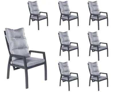 Produktbild von LC Garden »Bondino« Dining 8er Set Positionsstuhl Verstellsessel anthrazit-eckig