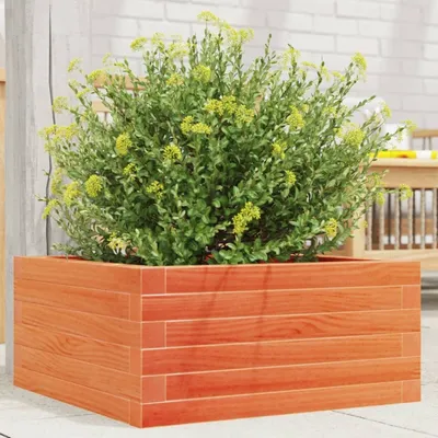 Produktbild von HOMMIE Pflanztopf/Blumenkübel Moderne - Pflanzkübel - Blumentopf Wachsbraun 50x50x23cm Massivholz Kiefer DE833940 - Beete
