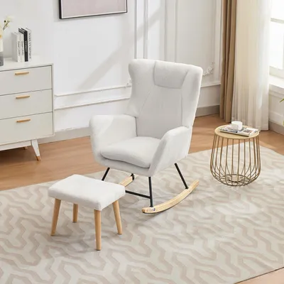 Immagine prodotto di Sedia a dondolo - Sedia a dondolo con poggiapiedi - Poltrona - Poltrona relax - Design ergonomico