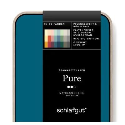 Produktbild von Schlafgut Pure Spannbettlaken 140x200 - 160x220cm Petrol Deep Spannbetttuch Baumwollgemisch