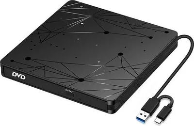 Immagine prodotto di Lettore DVD esterno portatile per laptop - compatibile con PC/Mac - masterizzatore CD/DVD - riproduzione film - nero