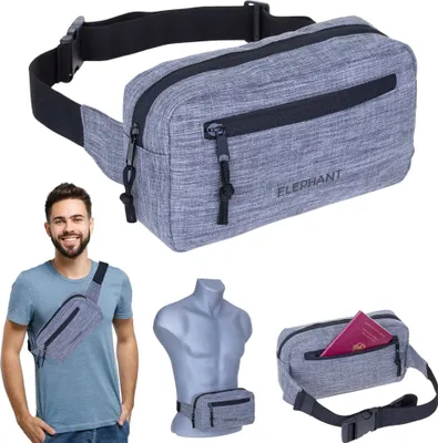 Produktbild von Bauchtasche Hüfttasche Crossbag Elephant Travel Gürteltasche Waist Bag Wimmerl Fahrrad Outdoor Gassi Bag Tasche ebike Joggen 13027 Grau Schwarz
