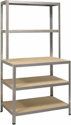 Produktbild von Steckregal Holz/Metall 186x100 cm mit Werkbank, Tragk.200 kg