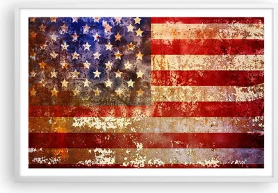Produktbild von Gerahmtes Poster - Weißer Rahmen - Amerika Flagge national patriotisch - 91,5x61 cm - Wand Bild - Wanddeko - Wandbilder - Wandposter - Bilderrahmen - Bilder - Kunstdruck - Wandbild - P2WAA91x61-3084