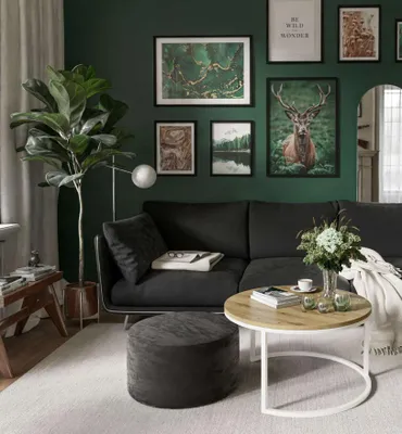 Produktbild von Runder CIRI Couchtisch mit Pouf Wotan Eiche Artisan Stirling