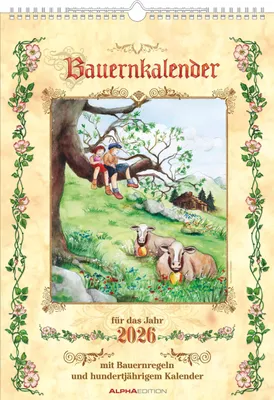 Produktbild von Bauernkalender 2026 - Bildkalender A3 (29,7x42 cm) - mit Feiertagen (DE/AT/CH) und Platz für Notizen - inkl. Bauernregeln - Wandkalender