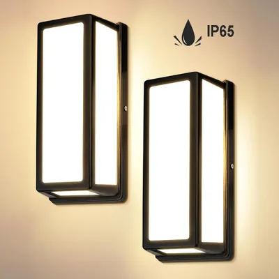 Produktbild von 2 Stück LED Wandleuchte Außen Innen IP65 Wasserdicht, 30W Wandlampe Aluminum, Außenlampe Nachtlicht für Eingang Garten Balkon Garage Flur, Warmweiß