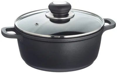 Immagine prodotto di Padella per arrosti antiaderente - Alluminio pressofuso - 20 cm - 2,1 litri - Nero - Con coperchio in vetro