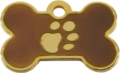 Produktbild von Adressanhänger mit Gravur - Knochen mit Pfote - klein - braun/gold