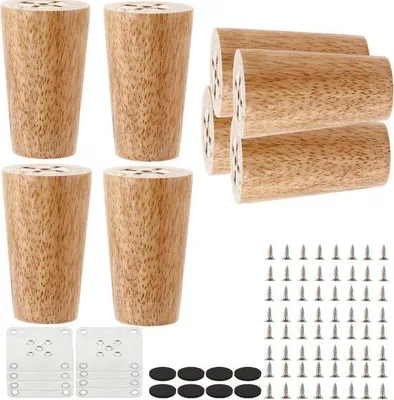 Zdjęcie produktu dla Nogi do mebli drewniane, drewniane nogi do mebli, drewniane nogi do stołów, drewniane nogi do mebli, stożkowe, lite