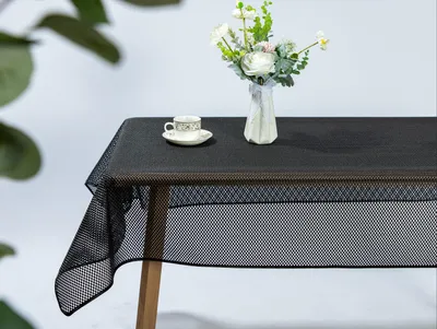 Produktbild von Kairo Weichschaum Tischdecke mit Paspelband, Garten Balkon Terrasse,Schwarz, (Oval180x140cm)