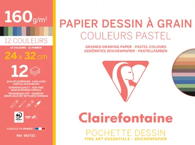 Produktbild von Clairefontaine Künstlerpapier "à Grain" 240 x 320 mm 12 Blatt
