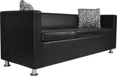 Produktbild von vidaXL Sofa 3-Sitzer Kunstleder Schwarz