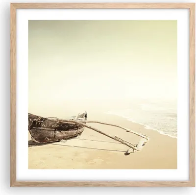 Produktbild von Gerahmtes Poster - Rahmen in heller Eiche - £ódŸ Wrack Meer - 50x50 cm - Wand Bild - Wanddeko - Wandbilder - Kunstposter - Wandposter - Bilderrahmen - Bilder - Kunstdruck - P2NAC50x50-5123