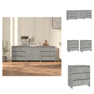Produktbild von vidaXL 3-tlg. Sideboard Betongrau Holzwerkstoff -  Sideboards