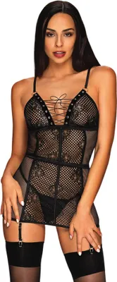Produktbild von Obsessive - OB Basitta chemise & thong black L/XL