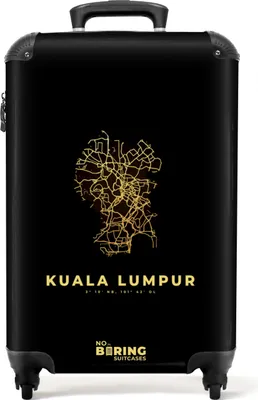 Produktbild von NoBoringSuitcases.com® Koffer Handgepäck Trolley Rollkoffer Kleine Reisekoffer mit 4 Rollen - Gold - Karte - Stadtplan - Karten - Kuala Lumpur - Cabin Size < 55x40x23 cm & 55x40x20 cm - Fotokoffer - Kabinenkoffer - BoardgepäckHandgepäck Koffer 55x35x20 cm, 36L,