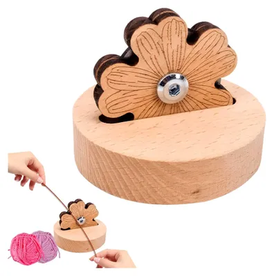 Produktbild von Gänseblümchen-Fadenschneider, 1 x Fadenschneider, Tischgarnschneider, Holzschnitzerei, Fadenschere mit Klingenschutz und Ständer, Quilten, Werkzeug zum Nähen, Bastelbedarf