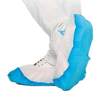 Produktbild von Überschuh PP mit starker CPE-Sohle für Hygomat 44cm weiß-blau VE=70 Stück