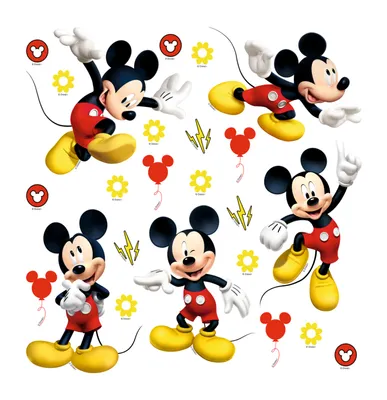 Image de Autocollant mural Disney Mickey Mouse rouge et jaune - 600229 - 30 x 30 cm