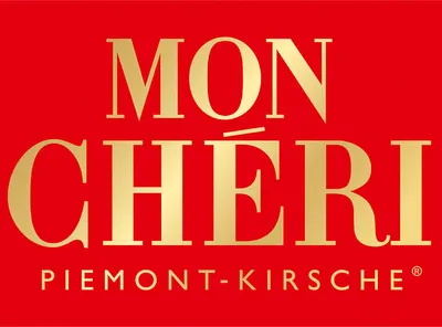 The image displays the brand name and product description in large, golden font against a red background.