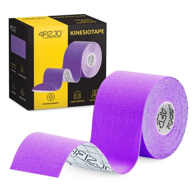 Produktbild von 4FIZJO Kinesiologie Tape 5 cm x 5 m, wasserfest, 140 % elastisch, XL Breite, Sport und Therapie, violett