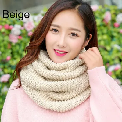 Produktbild von Herbst Winter warme Mode Frauen einfarbig Pullover Halstuch Strickschal