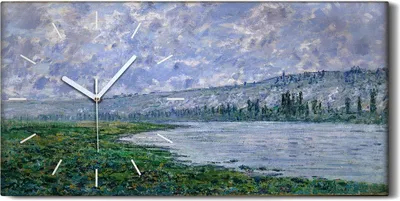 Produktbild von Küche Wohnzimmer Wand Leinwand Uhr 60x30 Die Seine und die Chaantemesle 1880 - weiße Hände