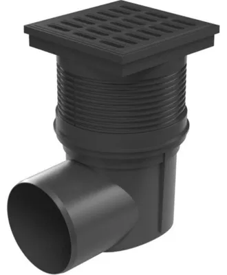 Image de Entrée latérale des eaux usées D 110 mm, clapet sec, grille en plastique, noir, ENPRO