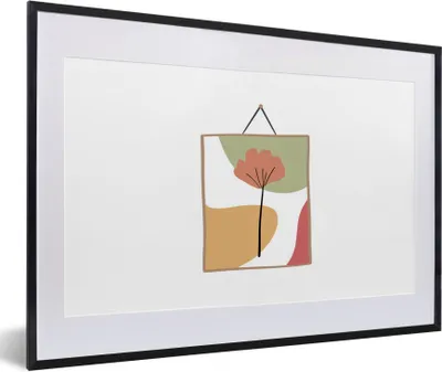 Produktbild von MuchoWow® MuchoWow® Gerahmtes Poster Blatt - Rahmen - Pastell 60x40 cm - Poster mit zchwarzem Bilderrahmen - Schlafzimmer - Plakat in Rahmen - Drucken