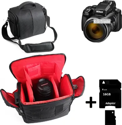 Produktbild von Kompatibel mit Nikon Coolpix P1000 Kameratasche Fototasche Umhängetasche Schultertasche Zubehör Tasche mit Zusatzfächern, Regenschutz Trennwänden