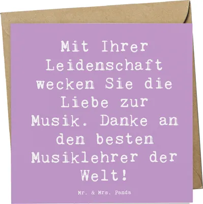 Produktbild von Mr. & Mrs. Panda Glückwunschkarte Spruch Musiklehrer Liebe - Lavendeltraum - Geschenk, doppelkarte, Leidenschaft, Gitarre, anlasskarte, Klappkarte, Grußkarte, faltkarte