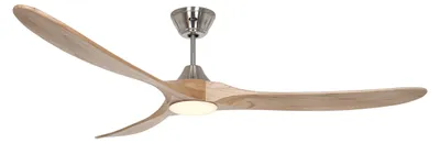 Produktbild von Energiespar Deckenventilator mit LED Beleuchtung und Fernbedienung Eco Genuino-L Chrom gebürstet / Holz Natur 180 cm