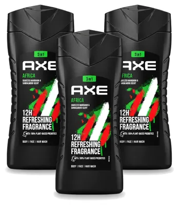 Zdjęcie produktu dla 3 sztuki żelu pod prysznic Axe Africa - 250 ml - zestaw ekonomiczny
