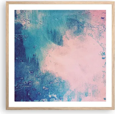 Produktbild von Gerahmtes Poster - Rahmen in heller Eiche - Abstraktion Rosa Blau - 60x60 cm - Wand Bild - Wanddeko - Wandbilder - Kunstposter - Wandposter - Bilderrahmen - Bilder - Kunstdruck - P2NAC60x60-4856