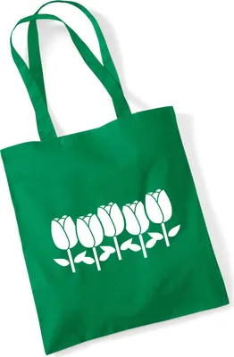 Produktbild von Huuraa Jutebeutel Tulpen Blüte 10 Liter Kelly Green Baumwolle Tasche Geschenkidee