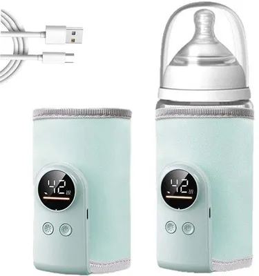 Zdjęcie produktu dla Elektryczny podgrzewacz do butelek z precyzyjną regulacją temperatury, zapewniający szybkie nagrzewanie, idealny w podróży. Kolor zielony, bez wody.